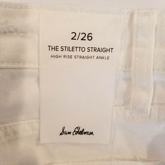 Sam edelman women The Stiletto Straight Jeans High rise Ankle White 26 - Picture 6 of 6